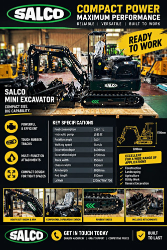 Salco mini excavator hydraulic - salco,